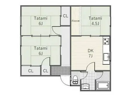 隆成ホーム中山B棟(3DK/1階)の間取り写真