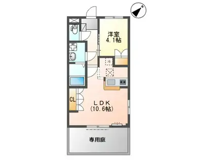 CASTLE・I(1LDK/1階)の間取り写真