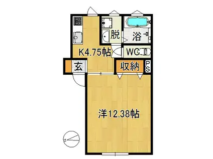 レジデンス山崎II(1K/1階)の間取り写真