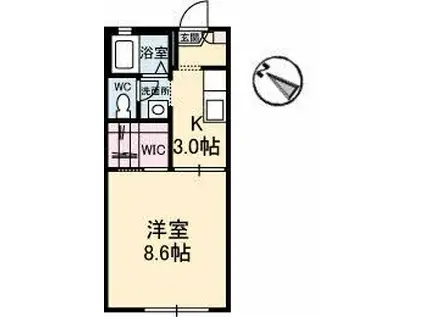 メゾンはなゆB棟(1K/2階)の間取り写真