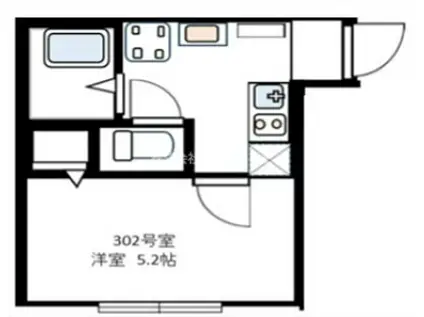 CASA 四葉 B(1K/3階)の間取り写真