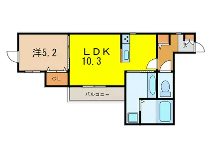 ハイツユングラン(1LDK/3階)の間取り写真