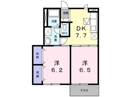 セピアコートホームズII(2DK/1階)の間取り写真