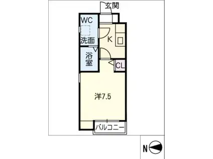 宮東フェスタスクエア(1K/1階)の間取り写真
