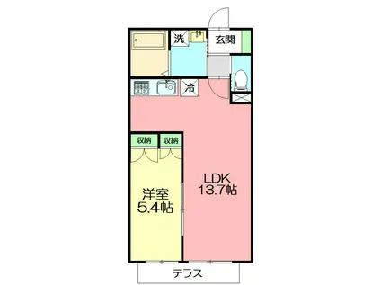 RAFFINATO湘南(1LDK/1階)の間取り写真