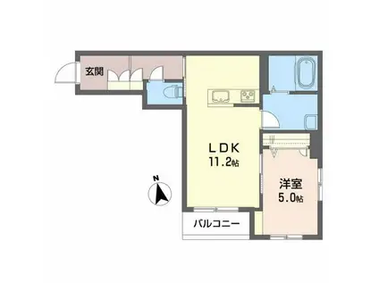 SPRING南鍛治町I(1LDK/3階)の間取り写真