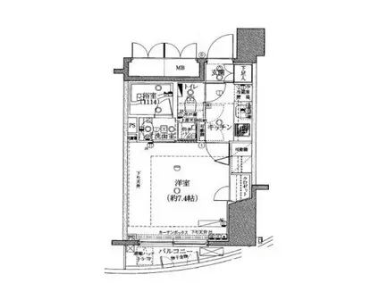 グランティアラ新御徒町アジールコート(1K/3階)の間取り写真