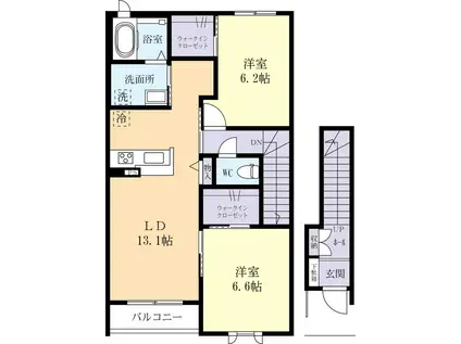 セントルーツ(2LDK/2階)の間取り写真
