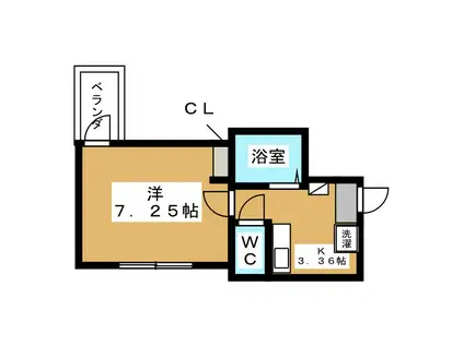 プリズム(1K/1階)の間取り写真