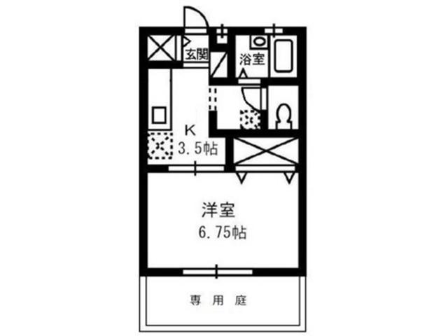 サンコート浜ノ茶屋(1K/1階)の間取り写真