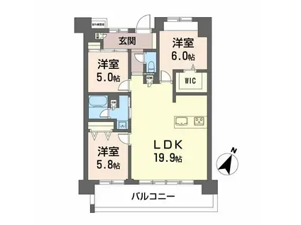LASANTE 照葉オーシャンテラス(3LDK/3階)の間取り写真