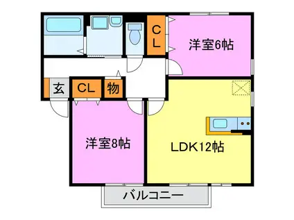 リビングタウン水口(2LDK/1階)の間取り写真