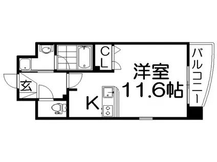 京阪本線 枚方市駅 徒歩7分 8階建 築20年(ワンルーム/6階)の間取り写真