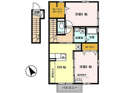 MARBLE I(2DK/2階)の間取り写真