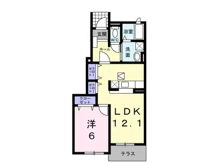 デン ファーレA(1LDK/1階)の間取り写真