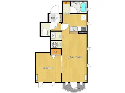TTアベニュー(1LDK/2階)の間取り写真