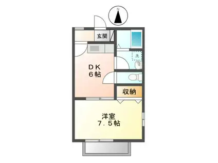 スカイハイツ田中II(1DK/2階)の間取り写真