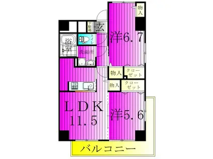 ラシュールフィリア(2LDK/7階)の間取り写真