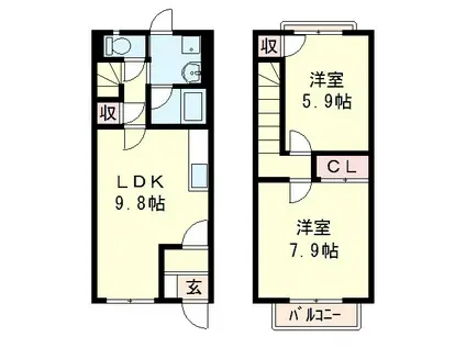 APPLAUSE C棟(2LDK/1階)の間取り写真