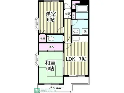 シティーハイムM(2DK/1階)の間取り写真