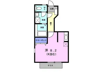 アウローラ(1K/1階)の間取り写真