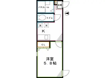 AZESTRENT 一橋学園 II(1K/2階)の間取り写真