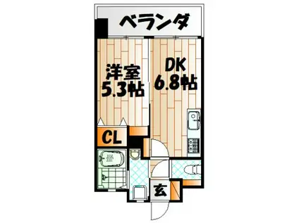 フェルト127(1DK/14階)の間取り写真