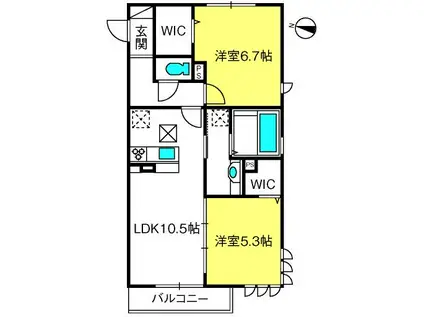 マニフィック(2LDK/3階)の間取り写真