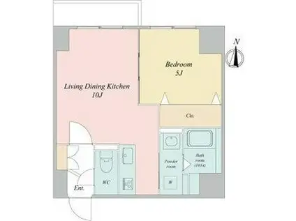 リーガルーセント(1LDK/4階)の間取り写真