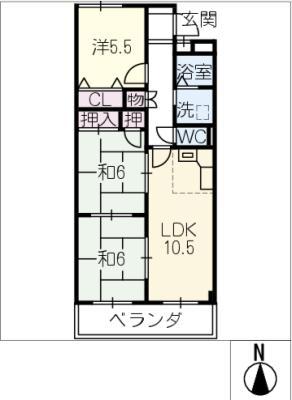 ベルビレッジ上汐田(3LDK/8階)の間取り写真