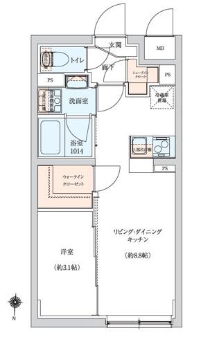 ラヴィエール羽田スカイゲート(1LDK/4階)の間取り写真