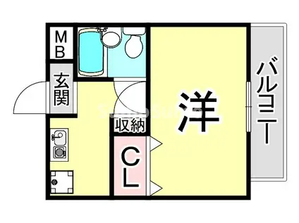 ドムールコスモス魚崎南(1K/4階)の間取り写真