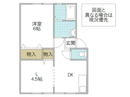 アイハイツB棟(1LDK/2階)の間取り写真