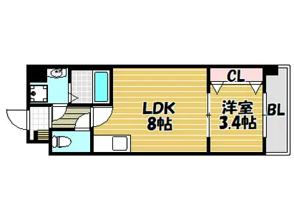 MV.IMP大阪放出(1LDK/9階)の間取り写真