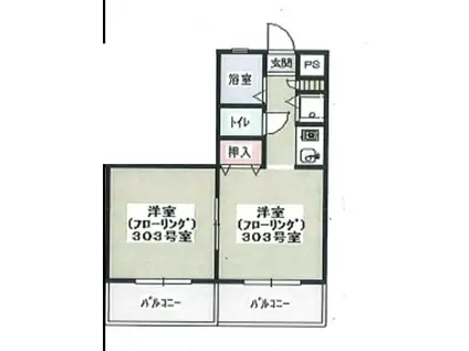 デルコホームズ別府(1DK/3階)の間取り写真