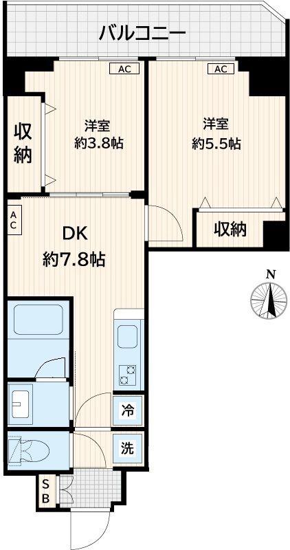 ARKMARK池袋本町(2DK/1階)の間取り写真