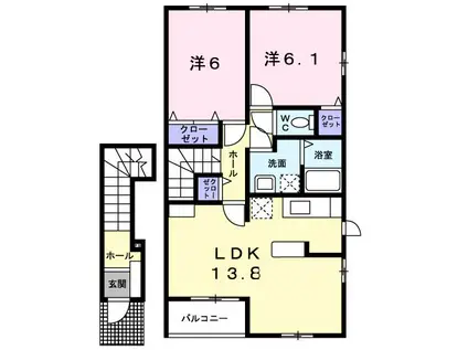 カーサ・アイ八反田北(2LDK/2階)の間取り写真