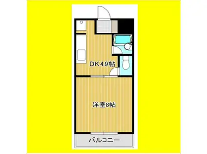 アップルハウス(1DK/2階)の間取り写真