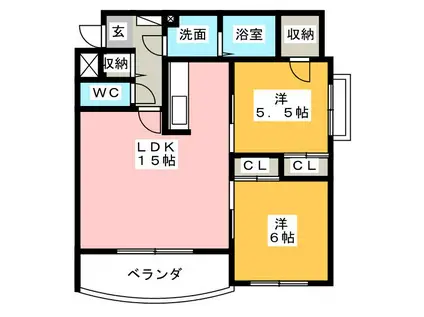 アルカディア(2LDK/3階)の間取り写真