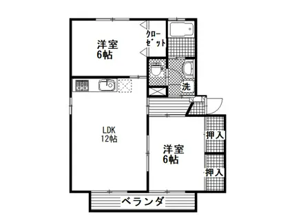 サンクレストB(2LDK/1階)の間取り写真