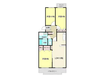 平和ハイツG(3LDK/2階)の間取り写真