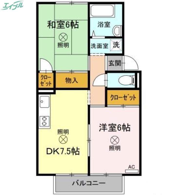 ヴィレッヂ箕島(2DK/2階)の間取り写真