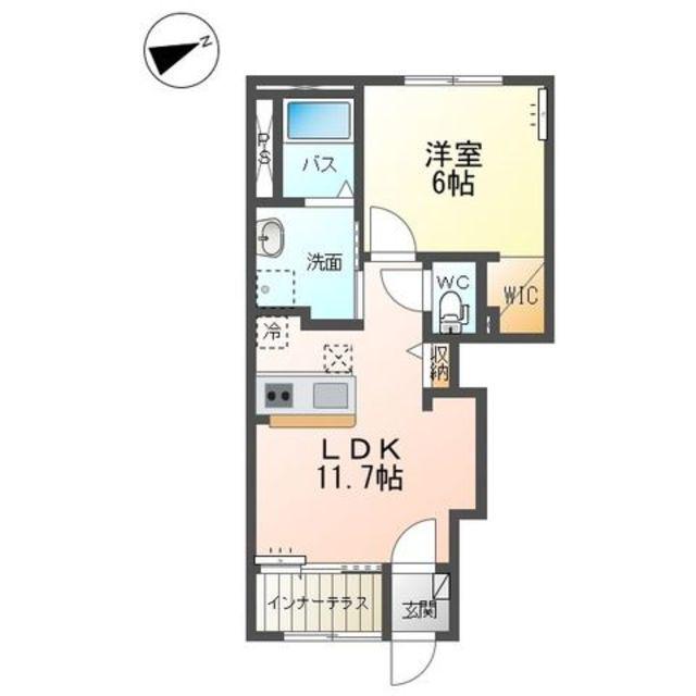 取手市寺田アパート(1LDK/1階)の間取り写真