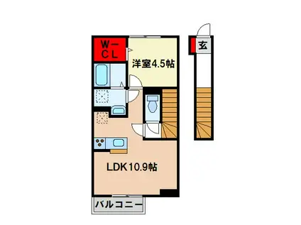 DーROOM CELINE A棟(1LDK/2階)の間取り写真