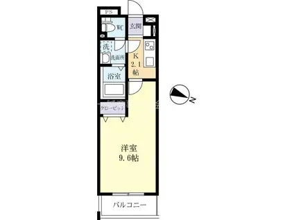 LA VIE EN ROSE(1K/3階)の間取り写真