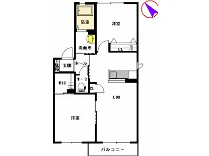 積水ハウスの2LDK(2LDK/2階)の間取り写真