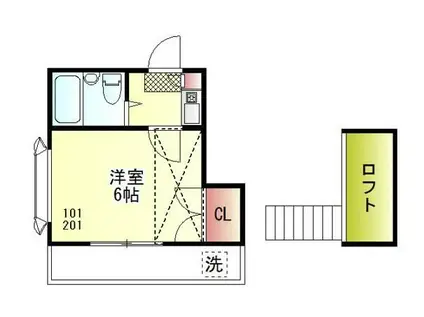 サンレモン(1K/2階)の間取り写真