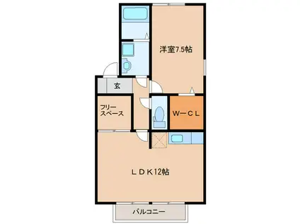プロスペリテIII(1LDK/2階)の間取り写真