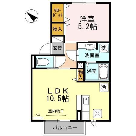 セジュール上ノ山II(1LDK/1階)の間取り写真