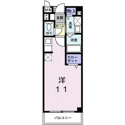 メゾンやわらぎ(ワンルーム/1階)の間取り写真